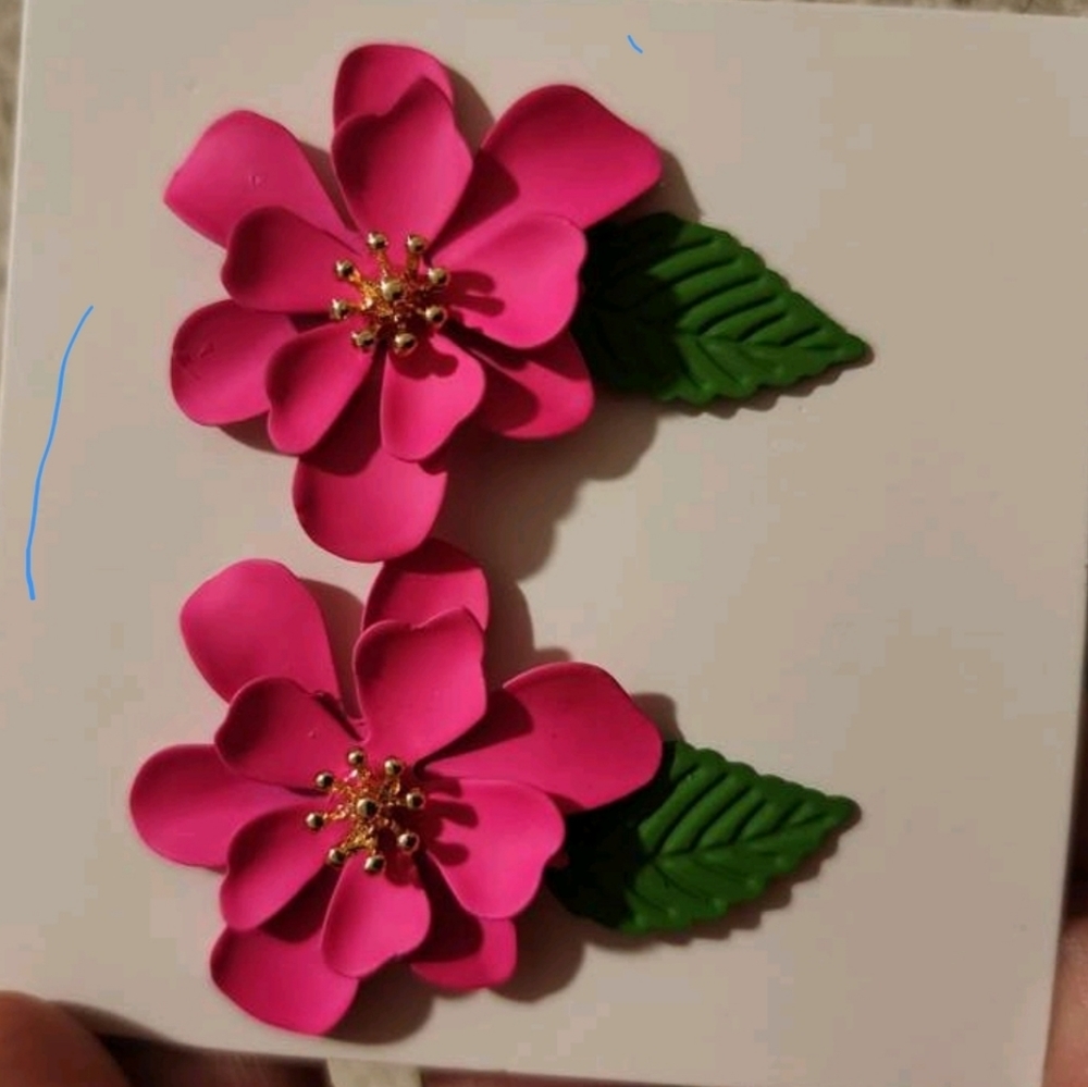 Beautiful pink flower earring. - Picture 3 of 3
